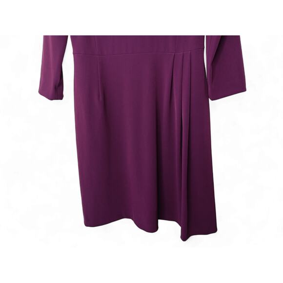 Of Mercer Purple 3/4 Sleeve Pleated Shift Dress Women’s Size 6 Knee Length - Picture 4 of 13